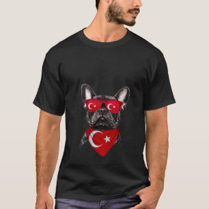 Camiseta Bandera turca estadounidense Bulldog francés Herit