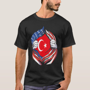 Camiseta Bandera Turca Estadounidense Orgullosa De Mi Heren