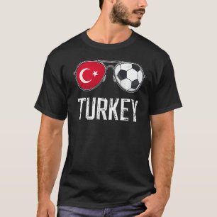 Camiseta Bandera turca y fanático del sol de vidrio de fútb