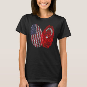Camiseta Bandera turcoamericana huella dactilar Turquía