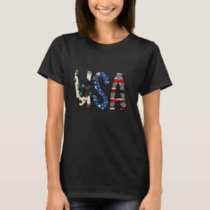 Camiseta Bandera Turquesa Estadounidense piel de vaca Solo