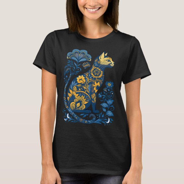 Camiseta Bandera Ucraniana Con Flor De Gato De Ucrania Y Vy (Anverso)