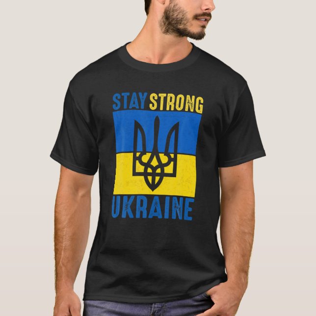 Camiseta Bandera ucraniana con fuerte símbolo de Ucrania (Anverso)