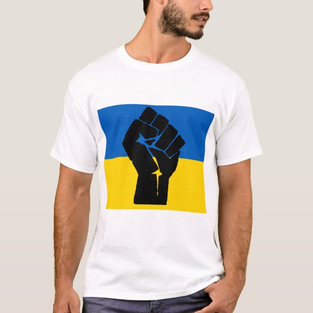 Camiseta Bandera ucraniana con puño negro (Anverso)