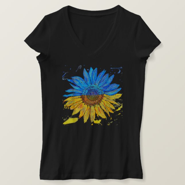 Camiseta Bandera ucraniana cosecha de girasol (Anverso del diseño)