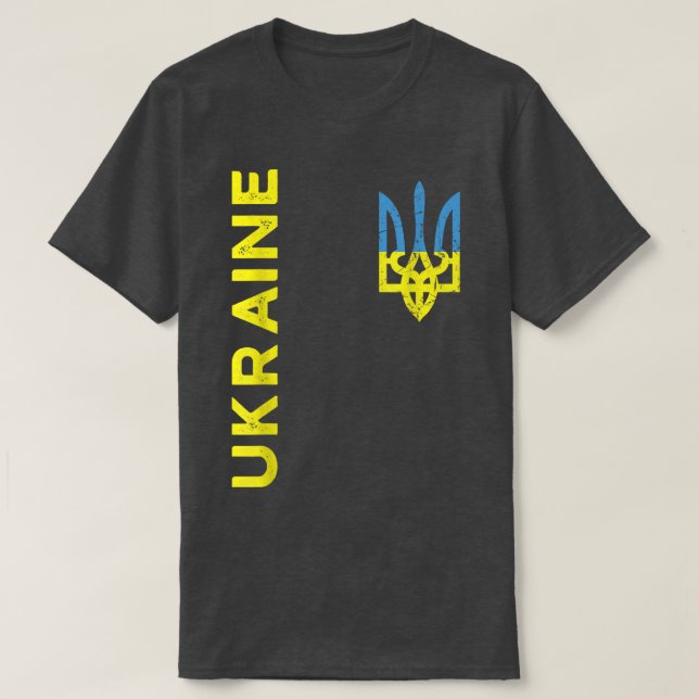 Camiseta Bandera ucraniana de escudo de armas tridente en U (Diseño del anverso)