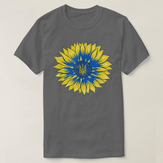Camiseta Bandera ucraniana de flor de girasol retro  (Diseño del anverso)