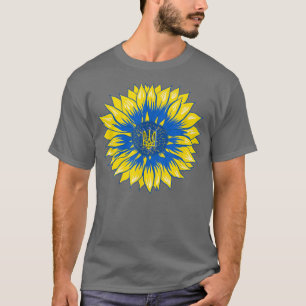 Camiseta Bandera ucraniana de flor de girasol retro