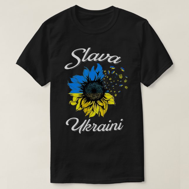 Camiseta Bandera ucraniana de girasol eslava ucraniana me q (Diseño del anverso)