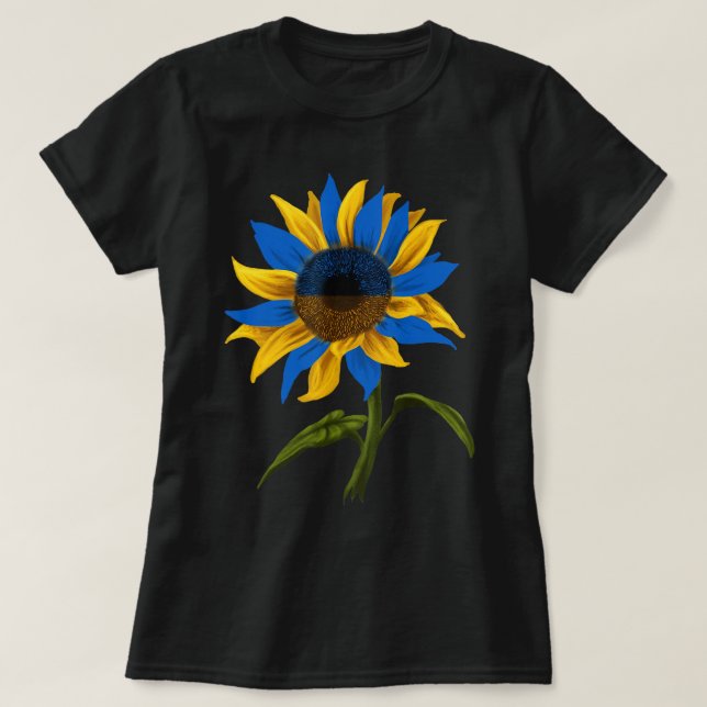 Camiseta Bandera ucraniana de girasol junto a Ucrania (Diseño del anverso)
