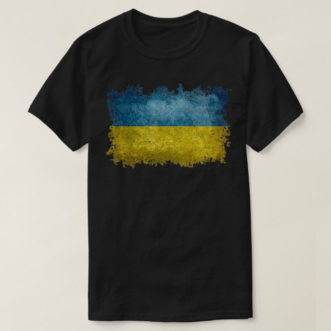 Camiseta Bandera ucraniana de pullove estilo angustiado (Diseño del anverso)