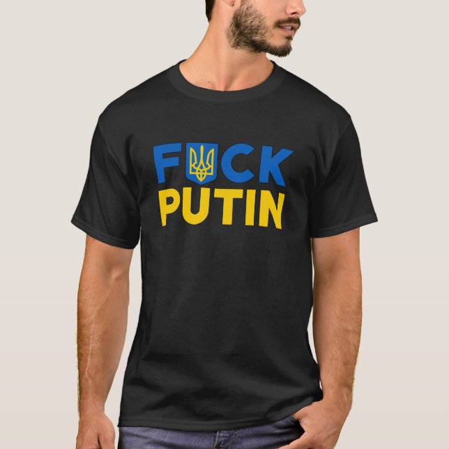 Camiseta Bandera ucraniana de Putin futin contra Putin (Anverso)