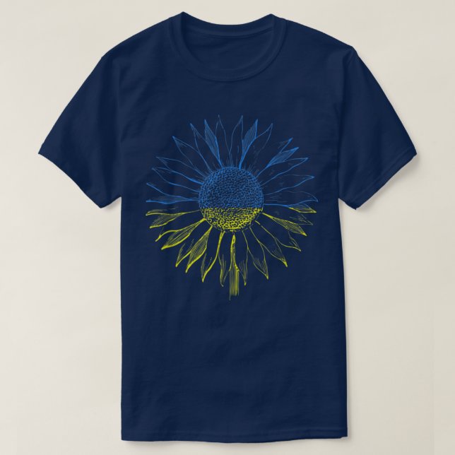 Camiseta Bandera ucraniana del girasol giratoria giratoria  (Diseño del anverso)