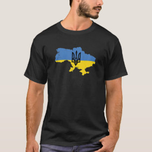 Camiseta Bandera ucraniana del mapa azul amarillo, símbolo 