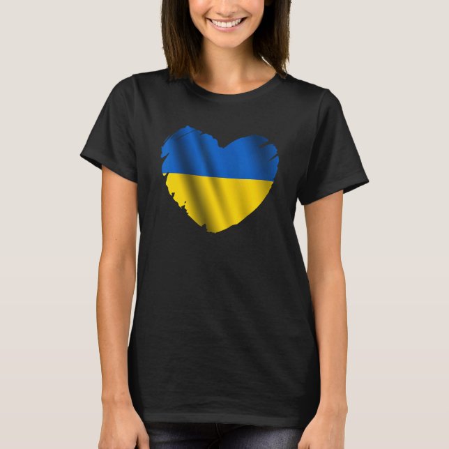 Camiseta Bandera ucraniana en forma de Ucrania de corazón (Anverso)