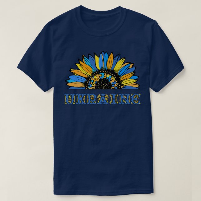 Camiseta Bandera ucraniana flor de girasol azul (Diseño del anverso)