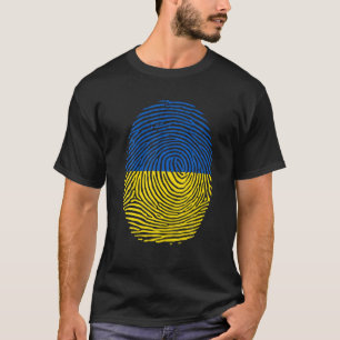 Camiseta Bandera ucraniana raíz de la huella dactilar ucran