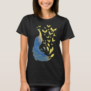 Camiseta Bandera ucraniana Símbolo Guisante Pájaro Mariposa