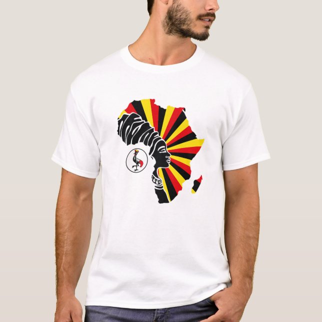 Camiseta Bandera ugandesa de Uganda Mapa del patrimonio étn (Anverso)