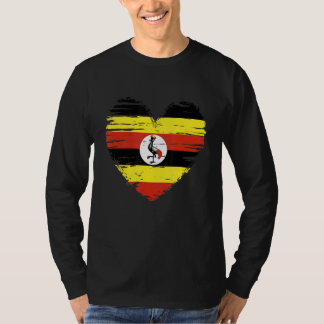 Camiseta Bandera ugandesa del corazón de Uganda Orgullo uga