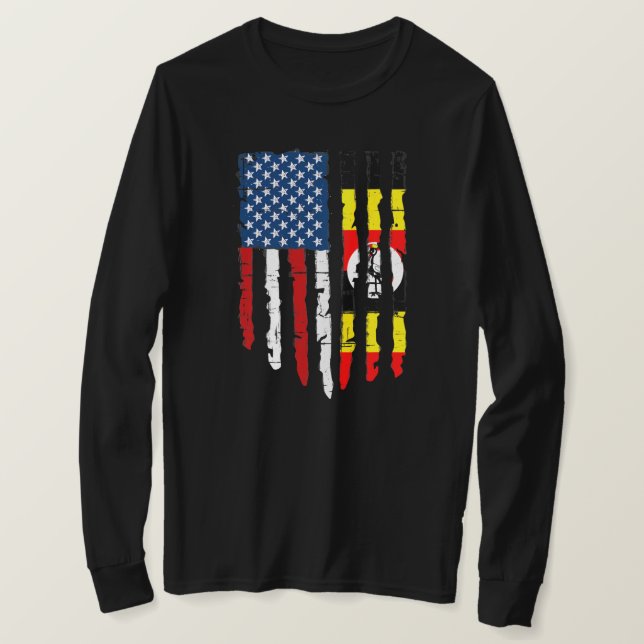 Camiseta Bandera ugandesa retro estadounidense patriótica  (Anverso del diseño)