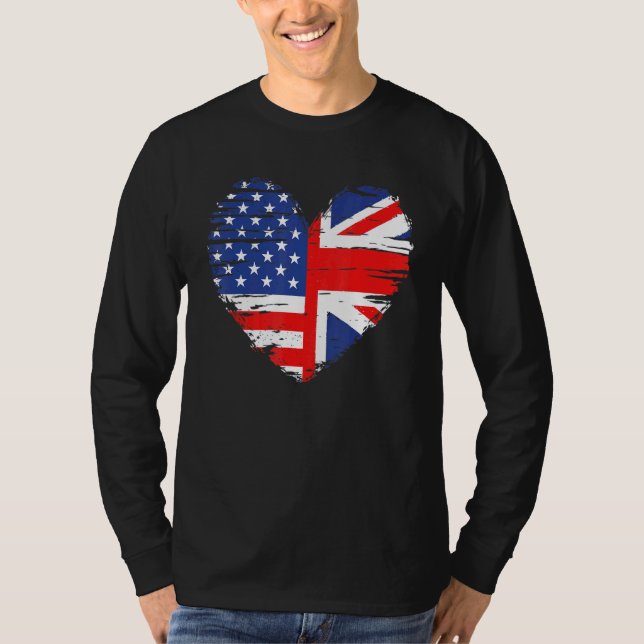 Camiseta Bandera Union Jack Inglaterra Y Bandera Estadounid (Anverso)
