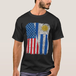 Camiseta Bandera uruguaya norteamericana a mitad de USA raí