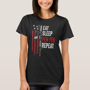 Camiseta Bandera Usa Ar15 De Eat Sleep Pew Repeat Gun Dueño