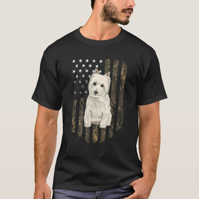 Camiseta Bandera Usa Camo West Highland White Terrier (Anverso)