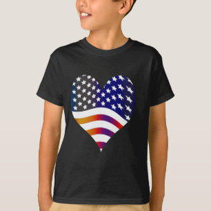 Camiseta bandera usa corazón amor americano honor tropas ra