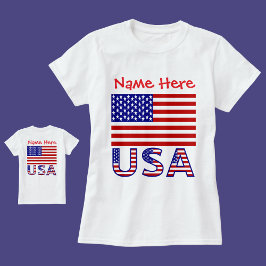 Camiseta Bandera USA de Patrimonio Personalizado para Mujer
