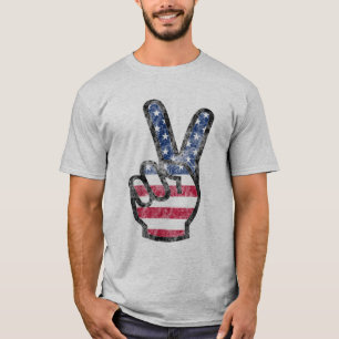 Camiseta Bandera USA de signo de victoria desgastada vintag