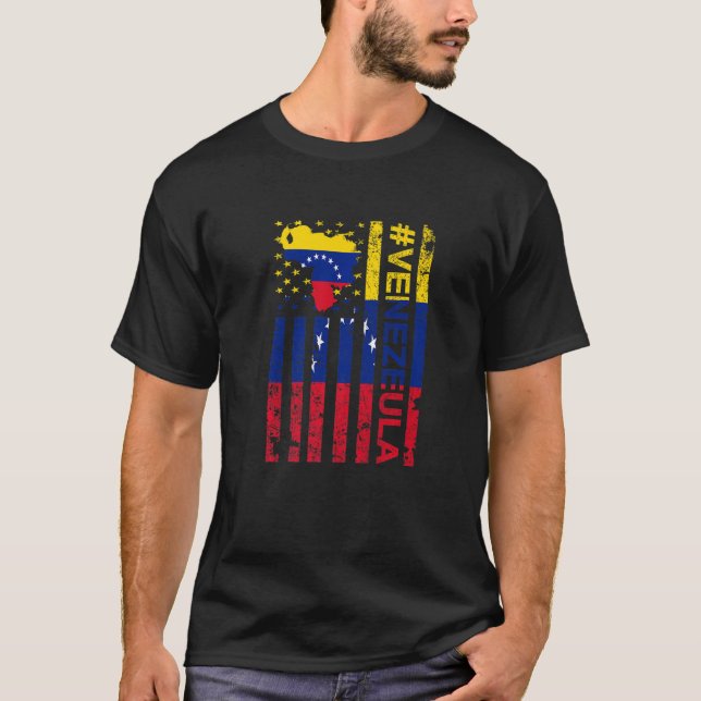 Camiseta Bandera Venezolana Estadounidense Venezuela Usa Or (Anverso)