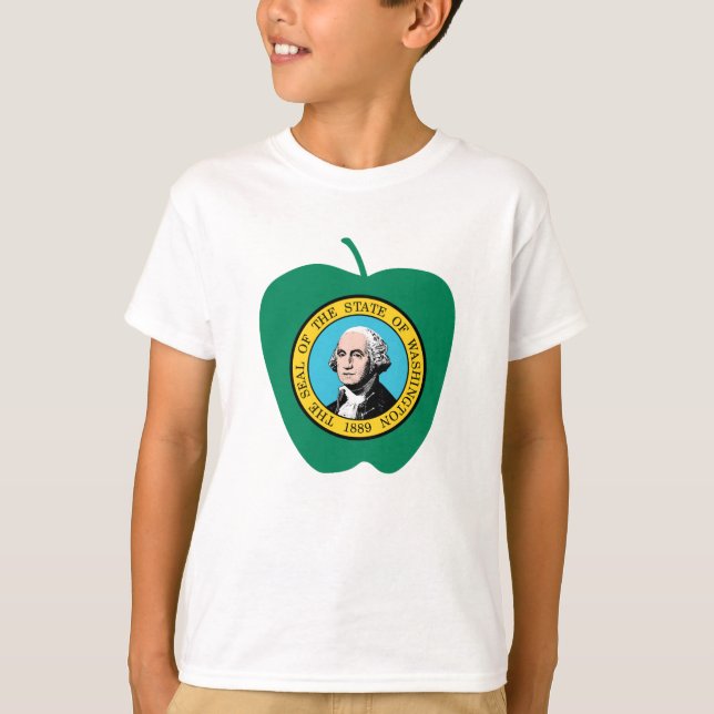 Camiseta Bandera verde del estado de Apple Washington de la (Anverso)