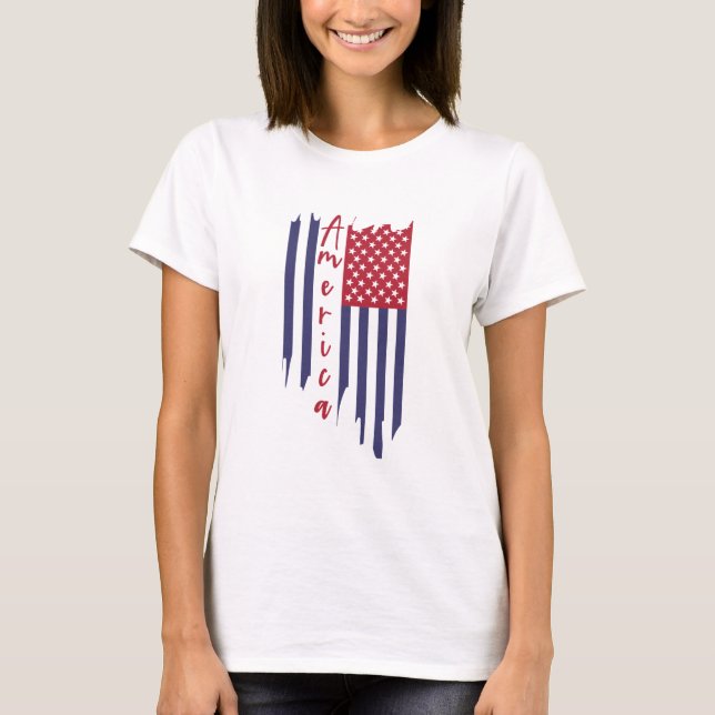 Camiseta Bandera vertical americana artística (Anverso)