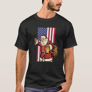 Camiseta Bandera vertical estadounidense de Santa Claus