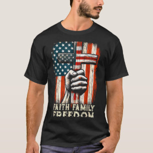Camiseta Bandera Vintage De Usa Fe Familia Dom Patriótico C