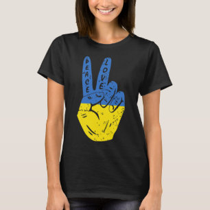 Camiseta Bandera Vintage Paz Para Ucrania Mano de Paz 