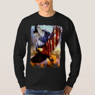 Camiseta Bandera Wolf Americana Independencia Patriótica 4 
