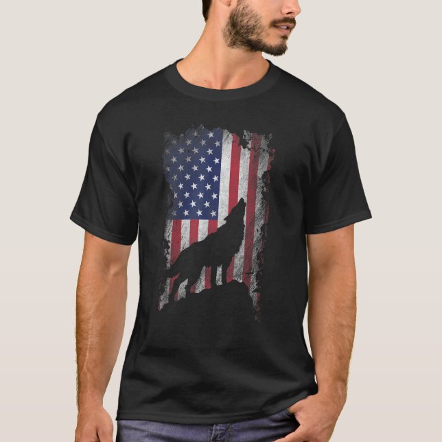 Camiseta Bandera Wolf Estadounidense Orgullosa Estadouniden (Anverso)