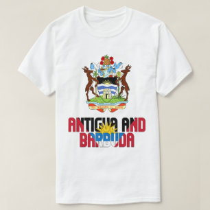 Camiseta Bandera y Escudo De Armas De Antigua Y Barbuda
