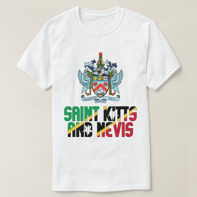 Camiseta Bandera y escudo de armas de Saint Kitts y Nevis (Diseño del anverso)