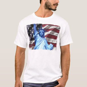Camiseta Bandera y estatua del diseño de la libertad