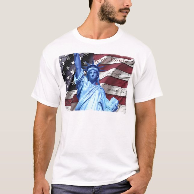 Camiseta Bandera y estatua del diseño de la libertad (Anverso)