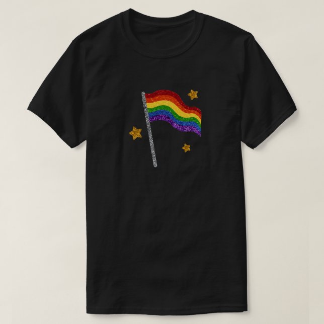 Camiseta Bandera y estrellas del Purpurina del Orgullo LGBT (Diseño del anverso)