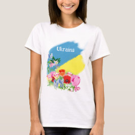 Camiseta Bandera y flores de Ucrania