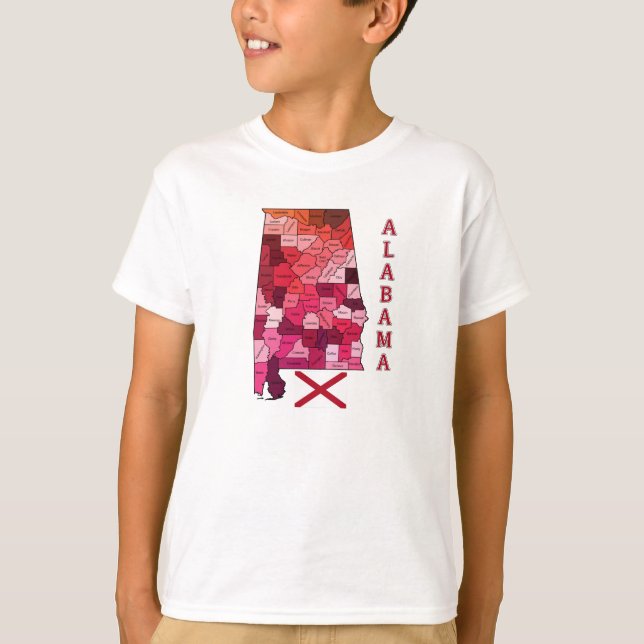Camiseta Bandera y mapa de Alabama (Anverso)