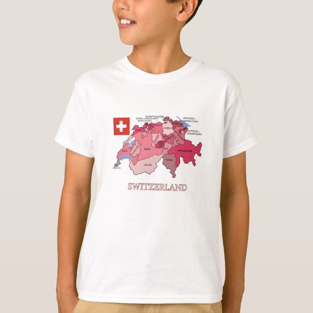 Camiseta Bandera y mapa de Suiza (Anverso)