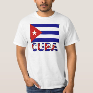 Camiseta Bandera y palabra de Cuba Oscuro