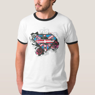 Camiseta Bandera y Rosas británicos superchica